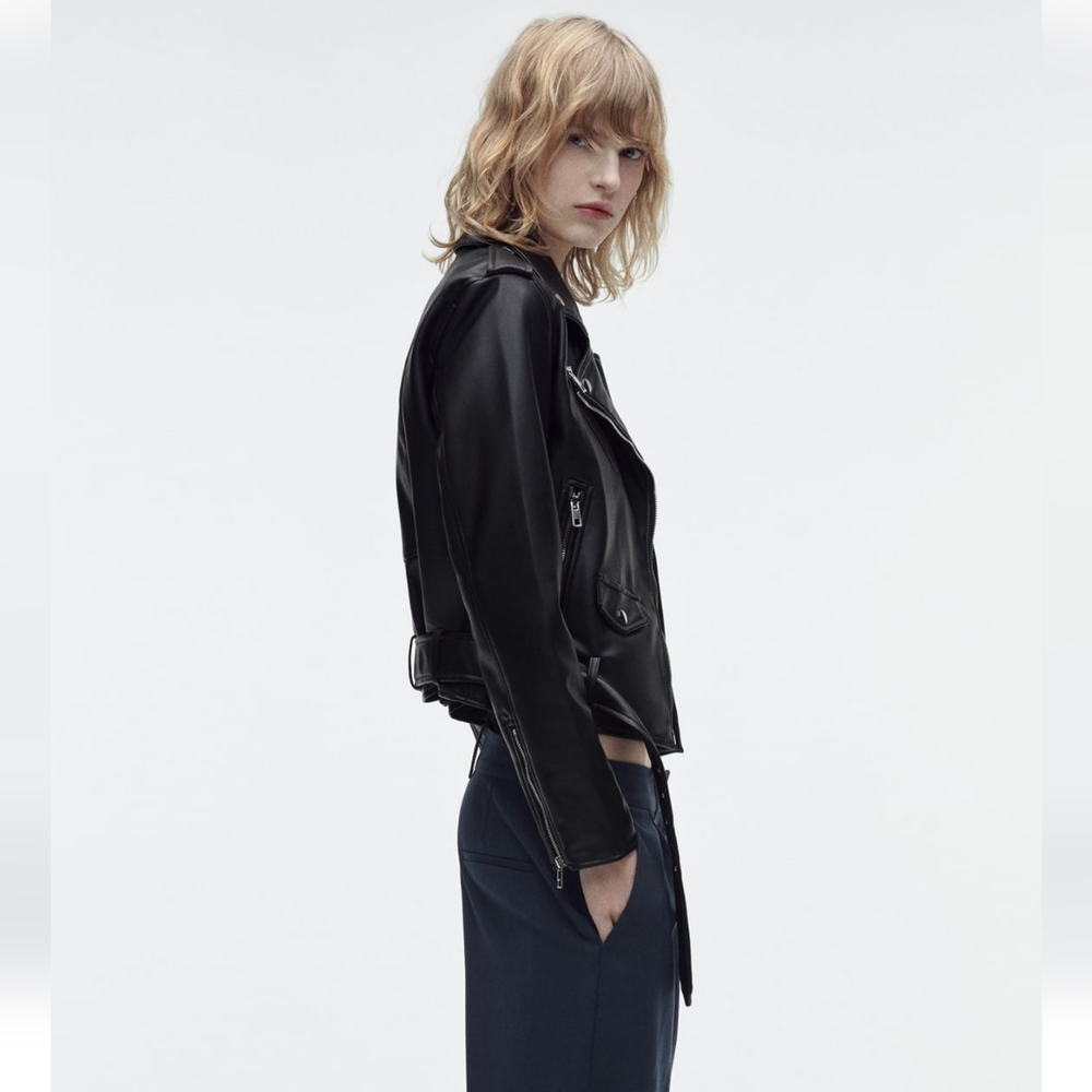 ZARA Faux leather jacket 😍 👌 ✨️ 😎New with tags 👌 😎 - Picture 6 of 9